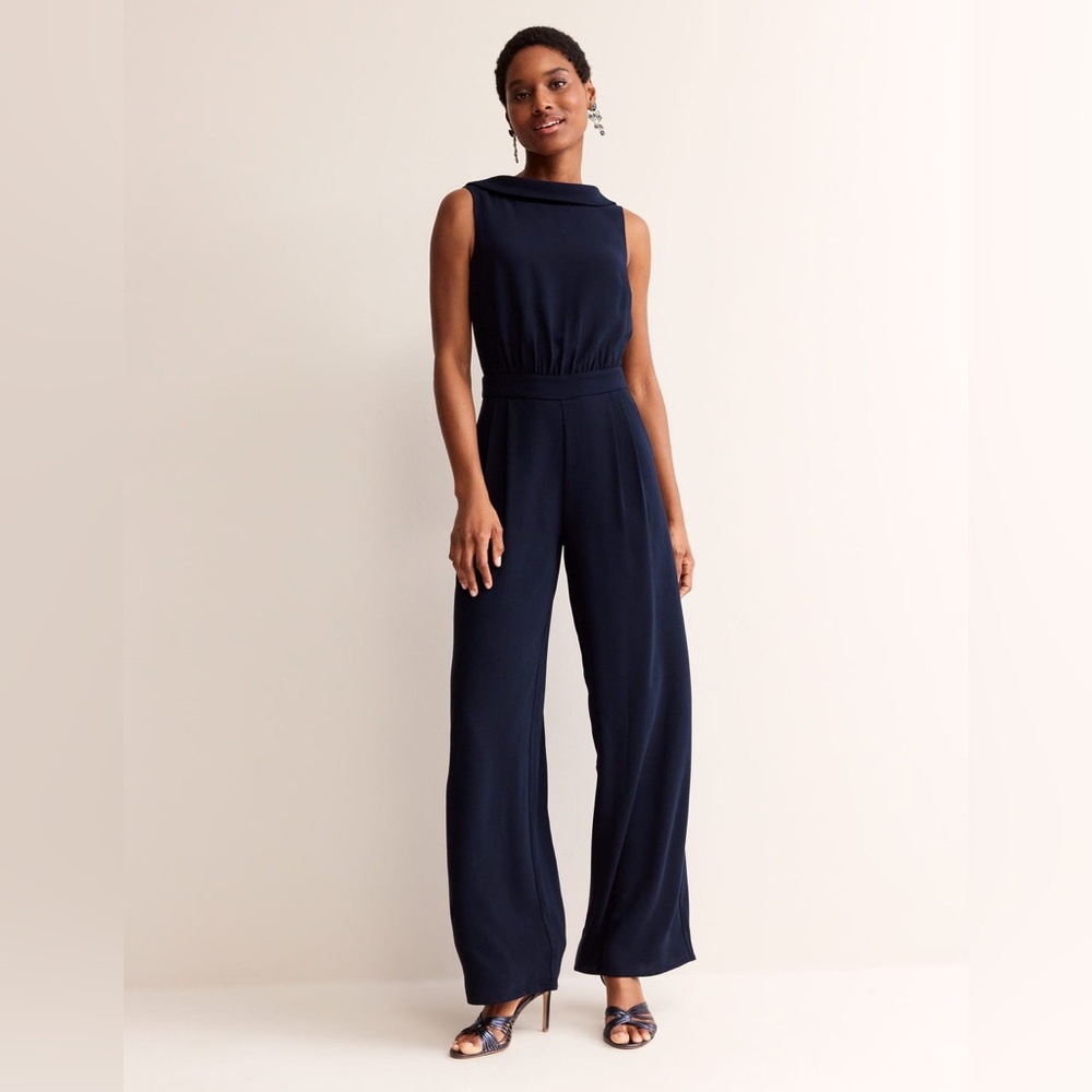 🔹 BODEN Clarissa Jumpsuit in Navy Blue. Size US 2 Petite. Great Condition!